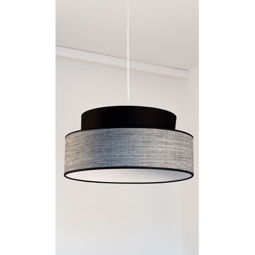 Lustra ar auklu GRACE 1xE27/60W/230V d. 40 cm melna/pelēka