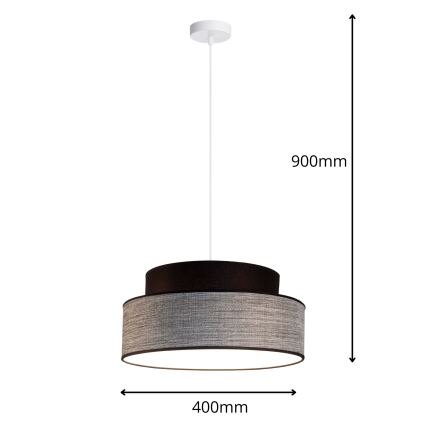 Lustra ar auklu GRACE 1xE27/60W/230V d. 40 cm melna/pelēka