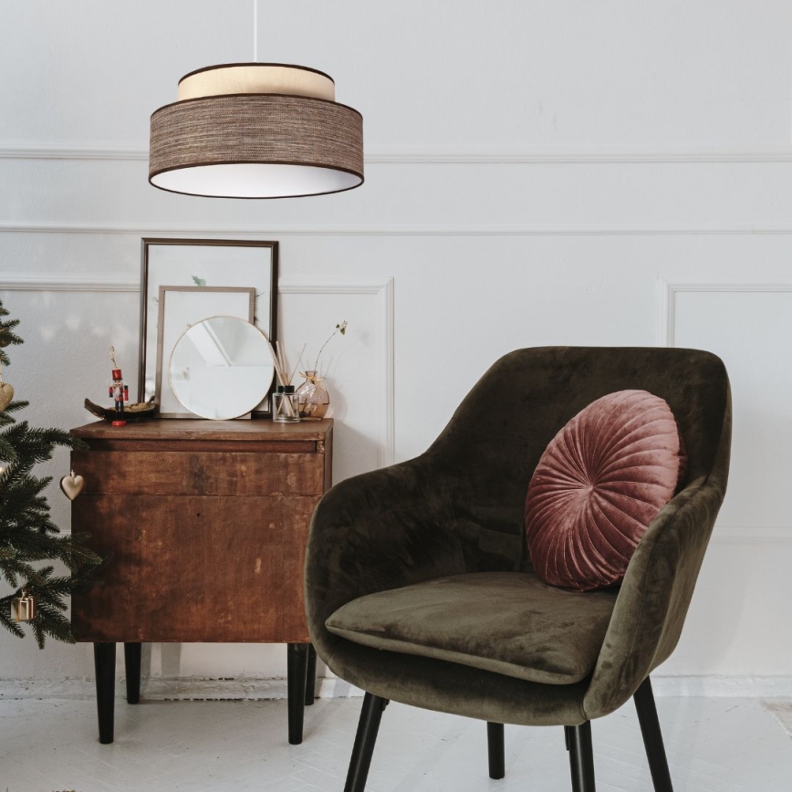 Lustra ar auklu GRACE 1xE27/60W/230V krēmkrāsa/brūna