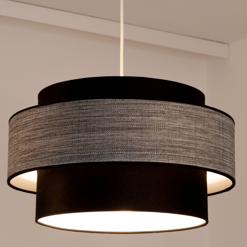 Lustra ar auklu GRACE 1xE27/60W/230V melna/pelēka