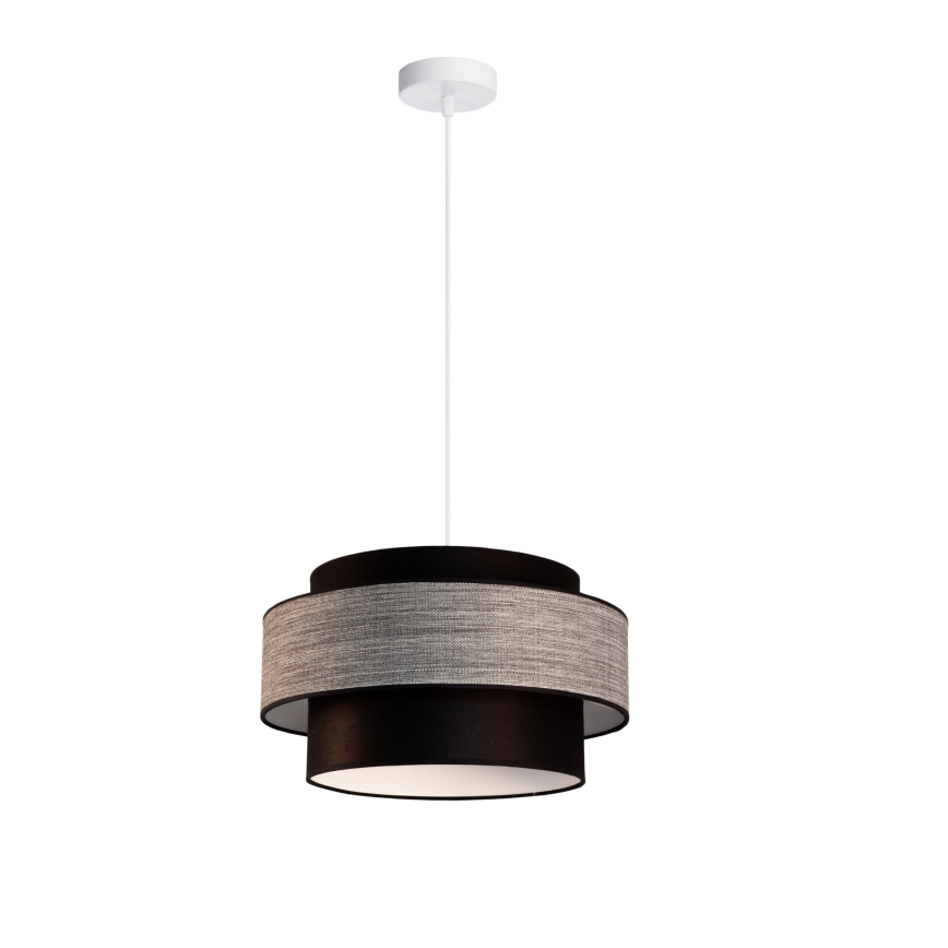 Lustra ar auklu GRACE 1xE27/60W/230V melna/pelēka