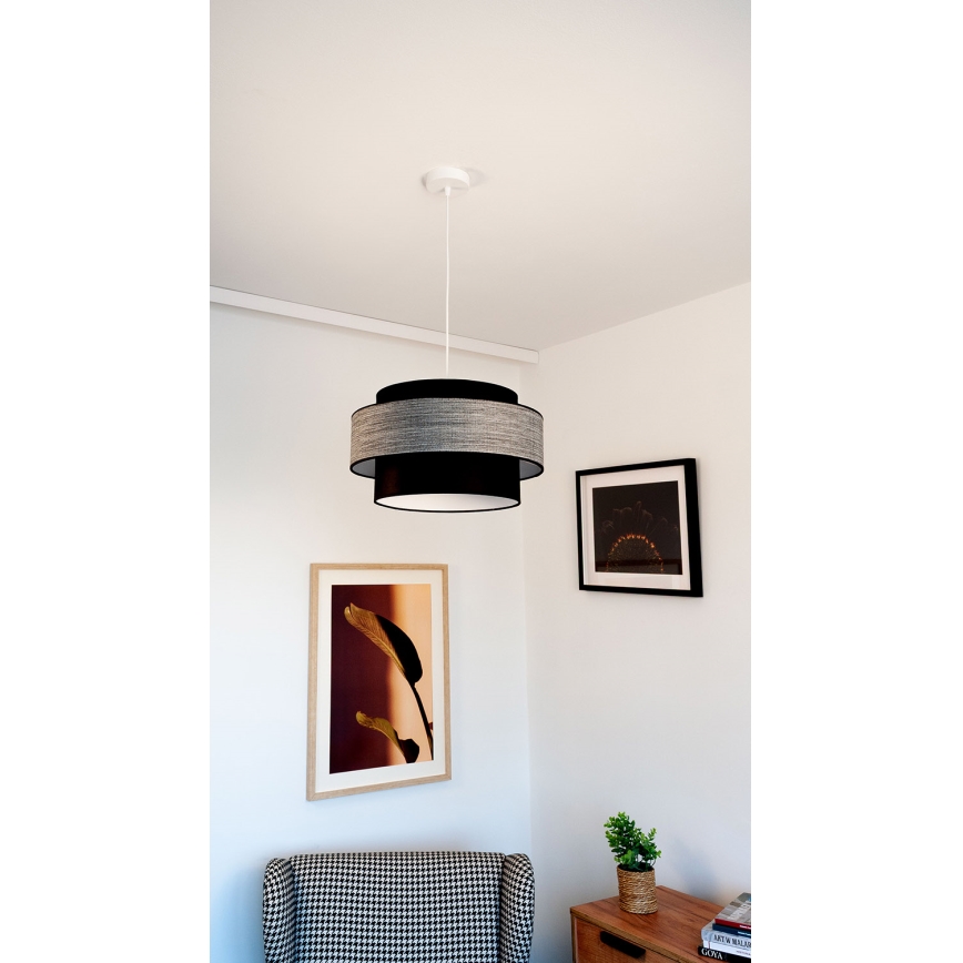 Lustra ar auklu GRACE 1xE27/60W/230V melna/pelēka