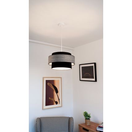 Lustra ar auklu GRACE 1xE27/60W/230V melna/pelēka