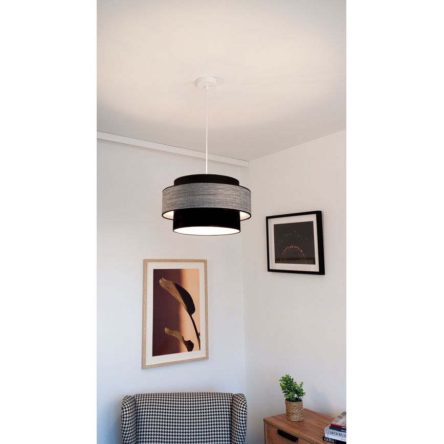 Lustra ar auklu GRACE 1xE27/60W/230V melna/pelēka