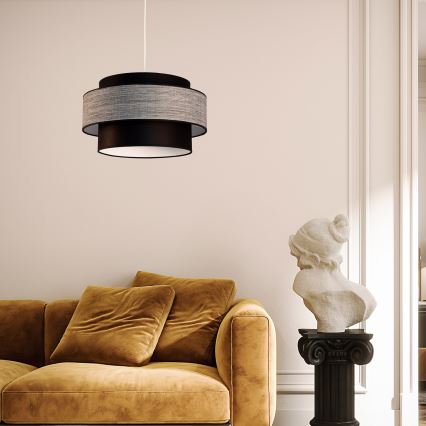Lustra ar auklu GRACE 1xE27/60W/230V melna/pelēka