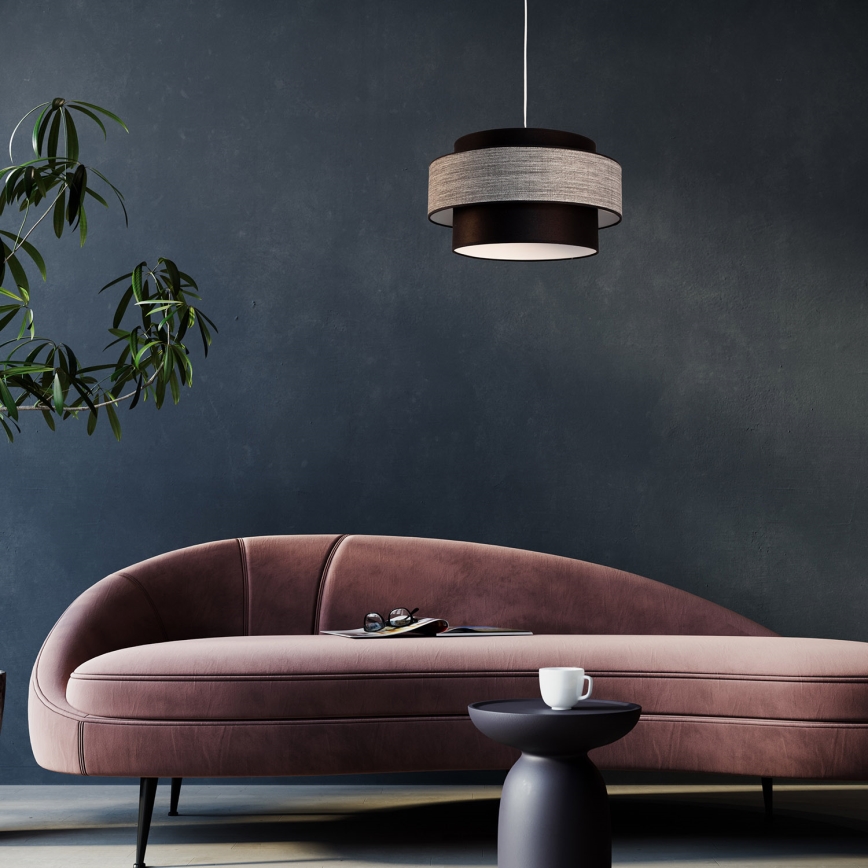Lustra ar auklu GRACE 1xE27/60W/230V melna/pelēka