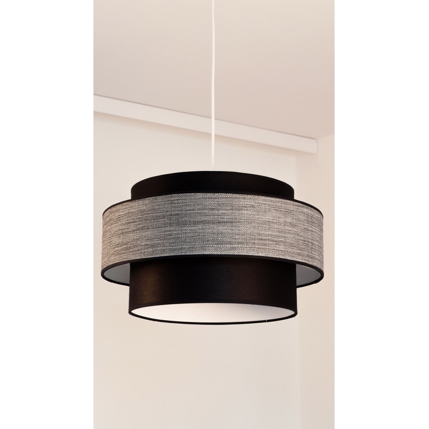 Lustra ar auklu GRACE 1xE27/60W/230V melna/pelēka