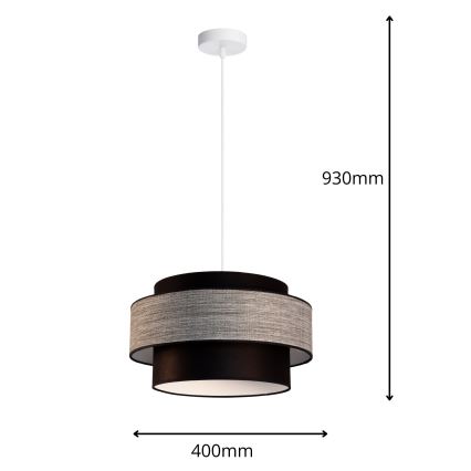 Lustra ar auklu GRACE 1xE27/60W/230V melna/pelēka