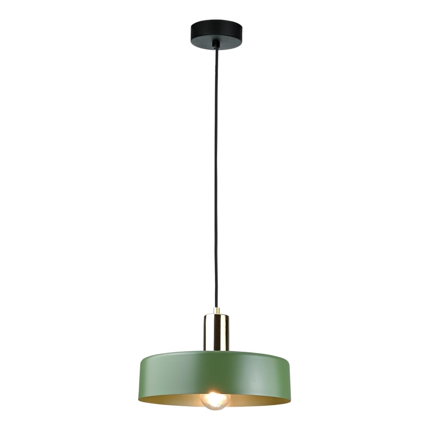 Lustra ar auklu HAKI 1xE27/60W/230V zaļa/melna/spīdīgi hromēts