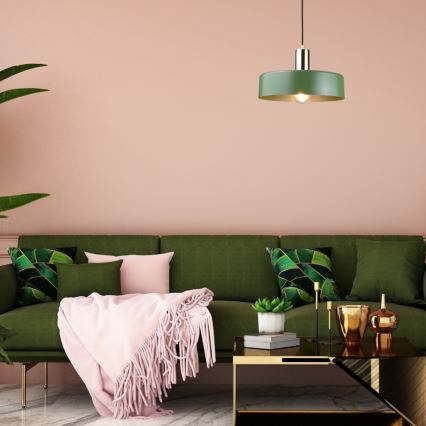 Lustra ar auklu HAKI 1xE27/60W/230V zaļa/melna/spīdīgi hromēts