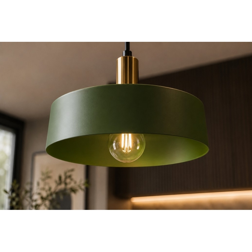 Lustra ar auklu HAKI 3xE27/60W/230V zaļa/melna/spīdīgi hromēts