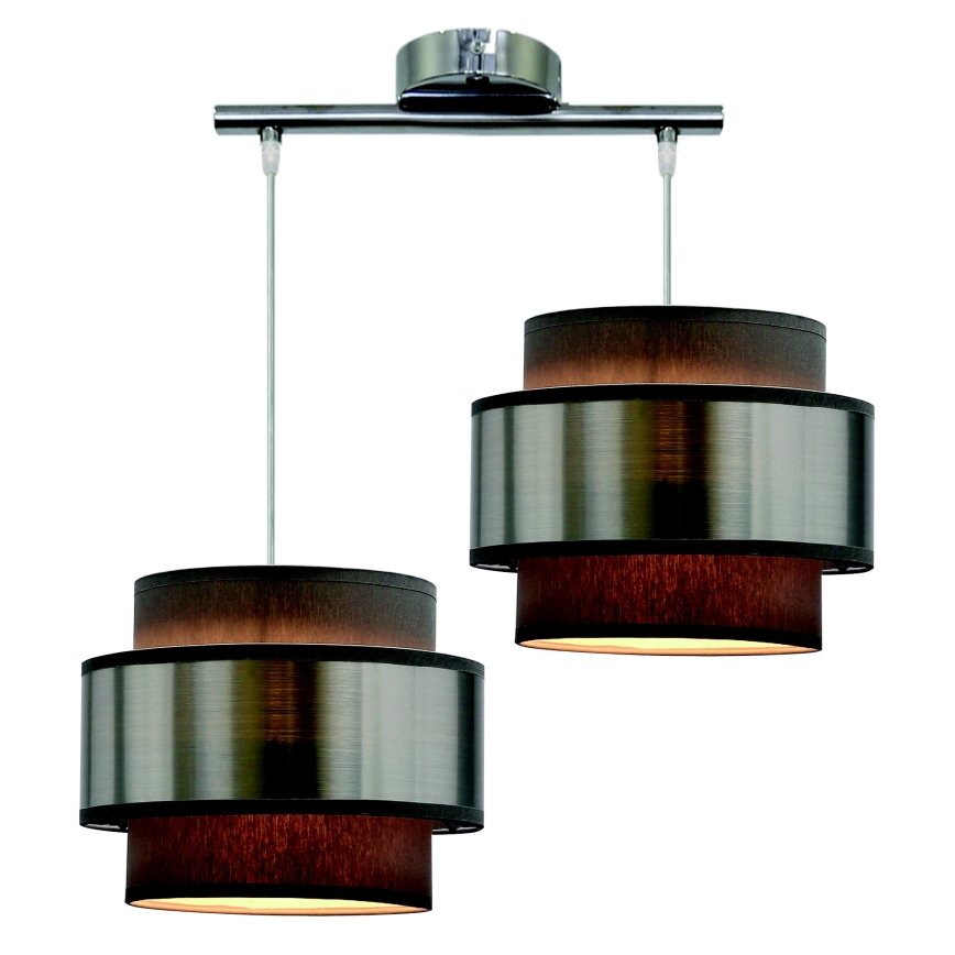 Lustra ar auklu HARE 2xE27/60W/230V pelēka/matēts hroms