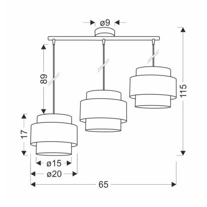 Lustra ar auklu HARE 3xE27/60W/230V pelēka/matēts hroms