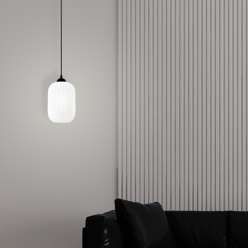 Lustra ar auklu HARMA 1xE27/15W/230V d. 14 cm balta/melna