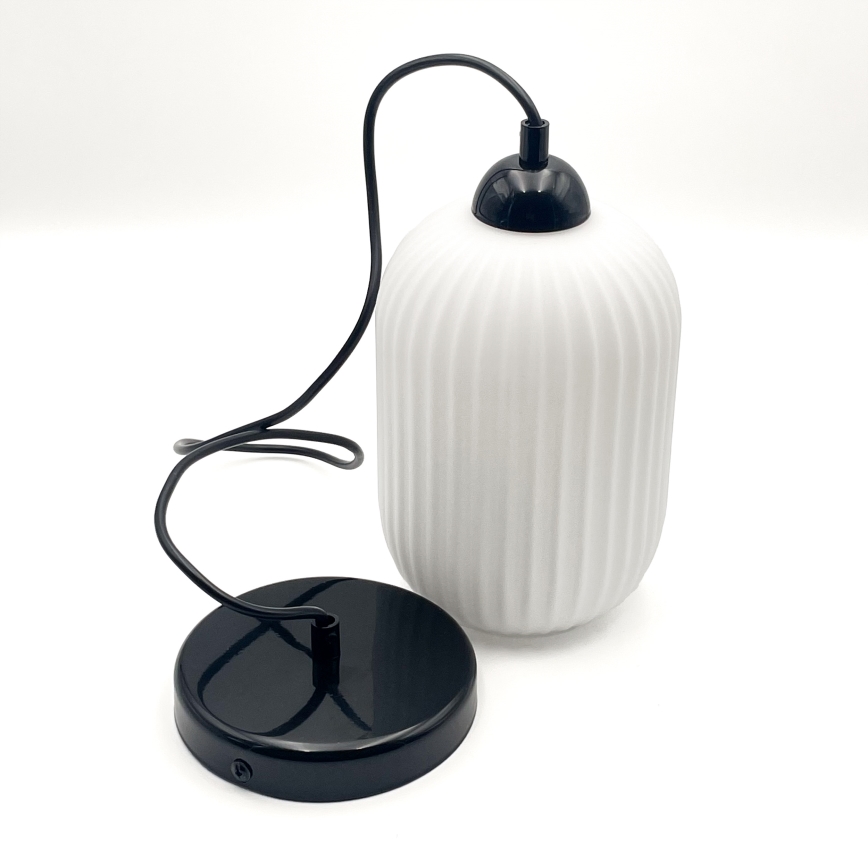 Lustra ar auklu HARMA 1xE27/15W/230V d. 14 cm balta/melna