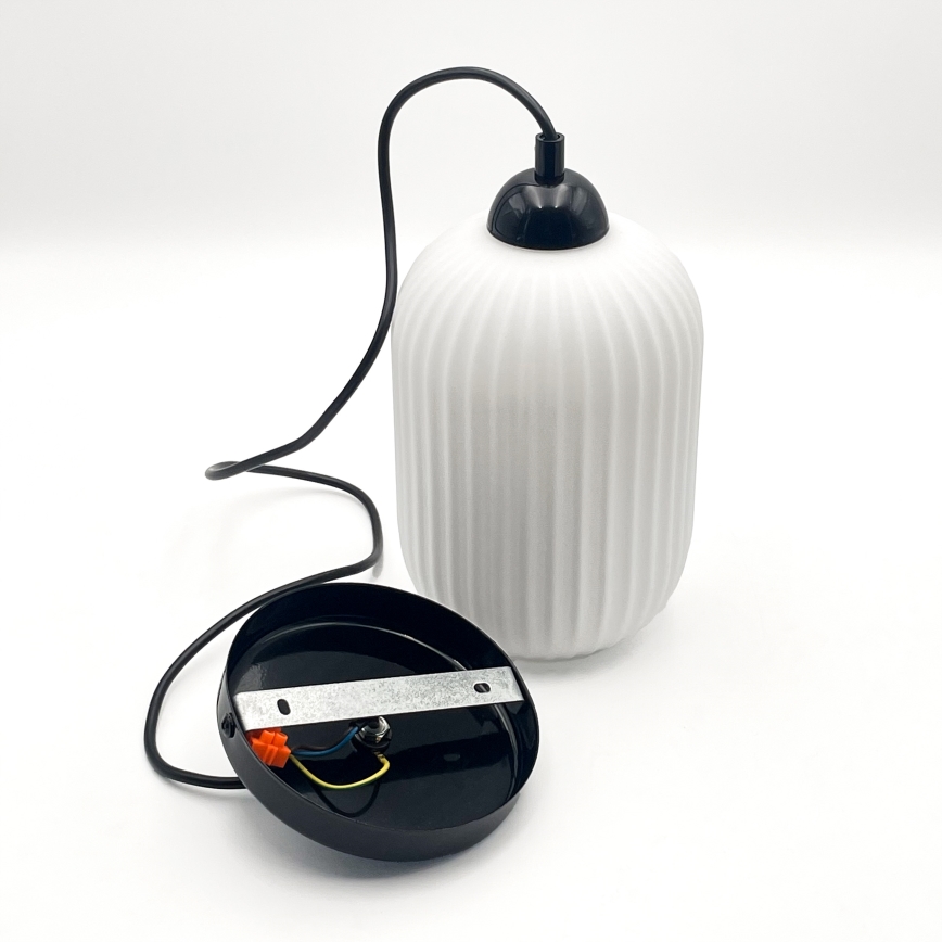 Lustra ar auklu HARMA 1xE27/15W/230V d. 14 cm balta/melna
