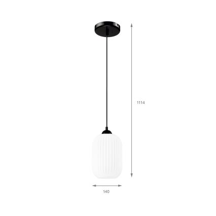 Lustra ar auklu HARMA 1xE27/15W/230V d. 14 cm balta/melna