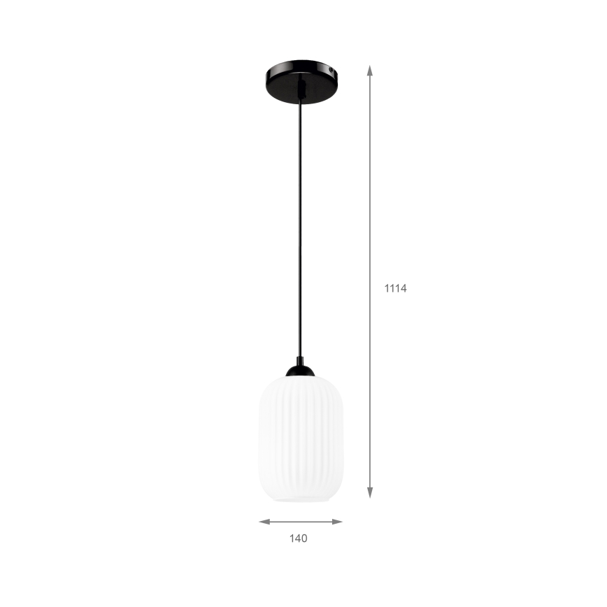 Lustra ar auklu HARMA 1xE27/15W/230V d. 14 cm balta/melna