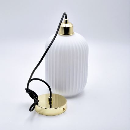 Lustra ar auklu HARMA 1xE27/15W/230V d. 14 cm balta/zelta