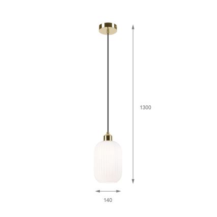 Lustra ar auklu HARMA 1xE27/15W/230V d. 14 cm balta/zelta
