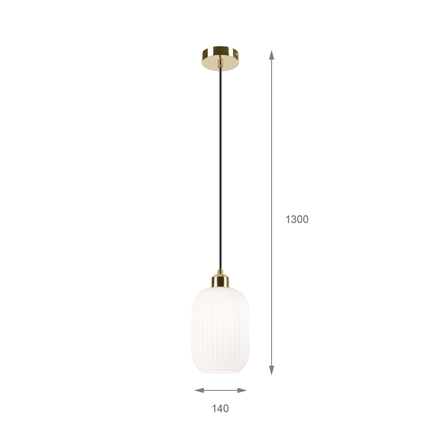 Lustra ar auklu HARMA 1xE27/15W/230V d. 14 cm balta/zelta
