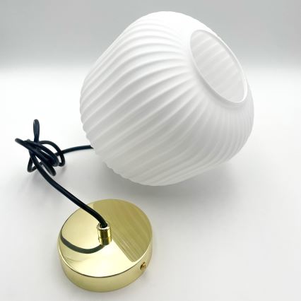 Lustra ar auklu HARMA 1xE27/15W/230V d. 20 cm balta/zelta