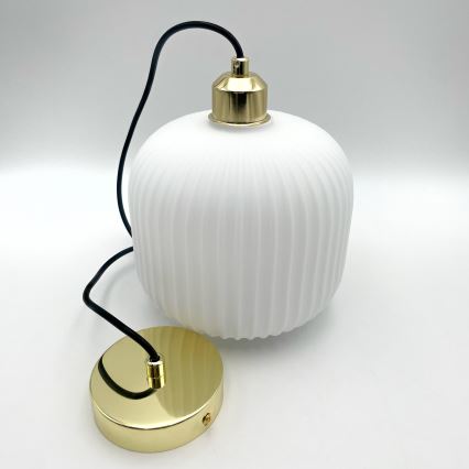 Lustra ar auklu HARMA 1xE27/15W/230V d. 20 cm balta/zelta