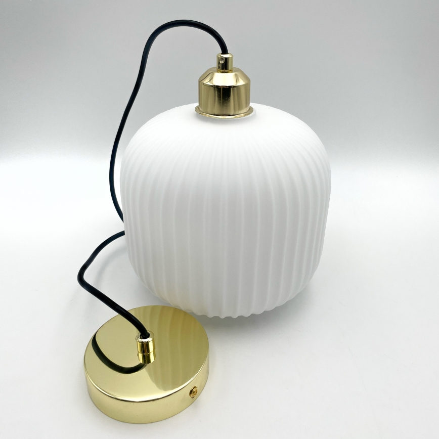 Lustra ar auklu HARMA 1xE27/15W/230V d. 20 cm balta/zelta