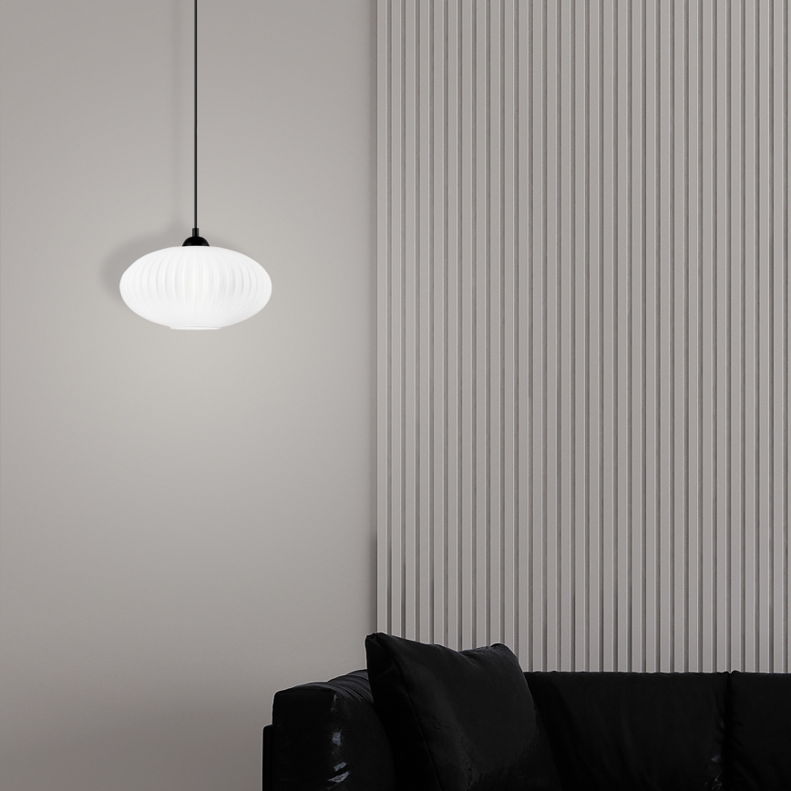 Lustra ar auklu HARMA 1xE27/15W/230V d. 30 cm balta/melna