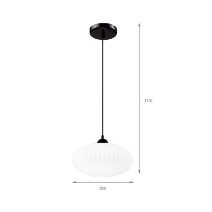 Lustra ar auklu HARMA 1xE27/15W/230V d. 30 cm balta/melna