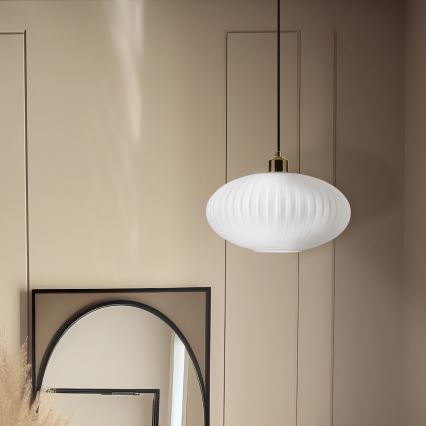 Lustra ar auklu HARMA 1xE27/15W/230V d. 30 cm balta/zelta