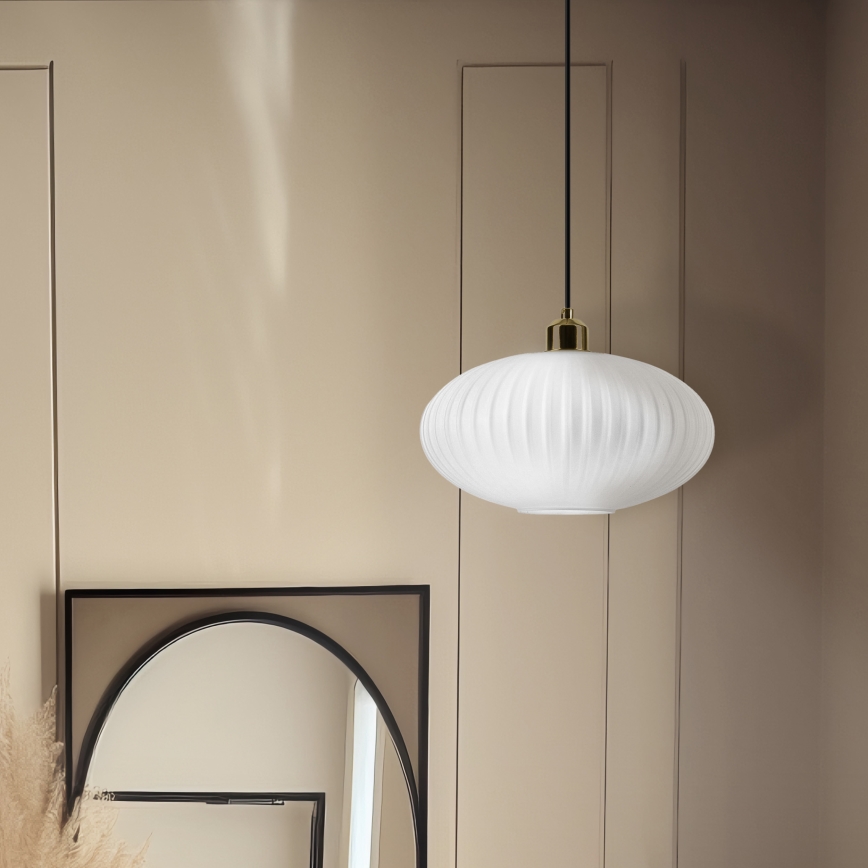Lustra ar auklu HARMA 1xE27/15W/230V d. 30 cm balta/zelta