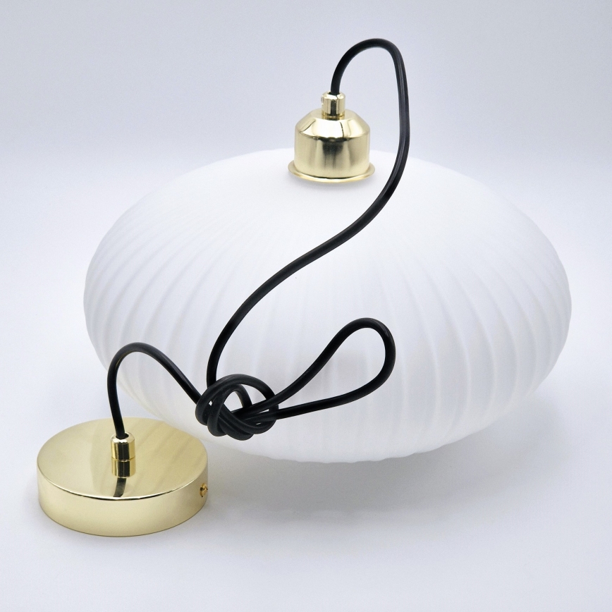 Lustra ar auklu HARMA 1xE27/15W/230V d. 30 cm balta/zelta