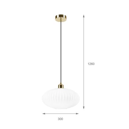 Lustra ar auklu HARMA 1xE27/15W/230V d. 30 cm balta/zelta