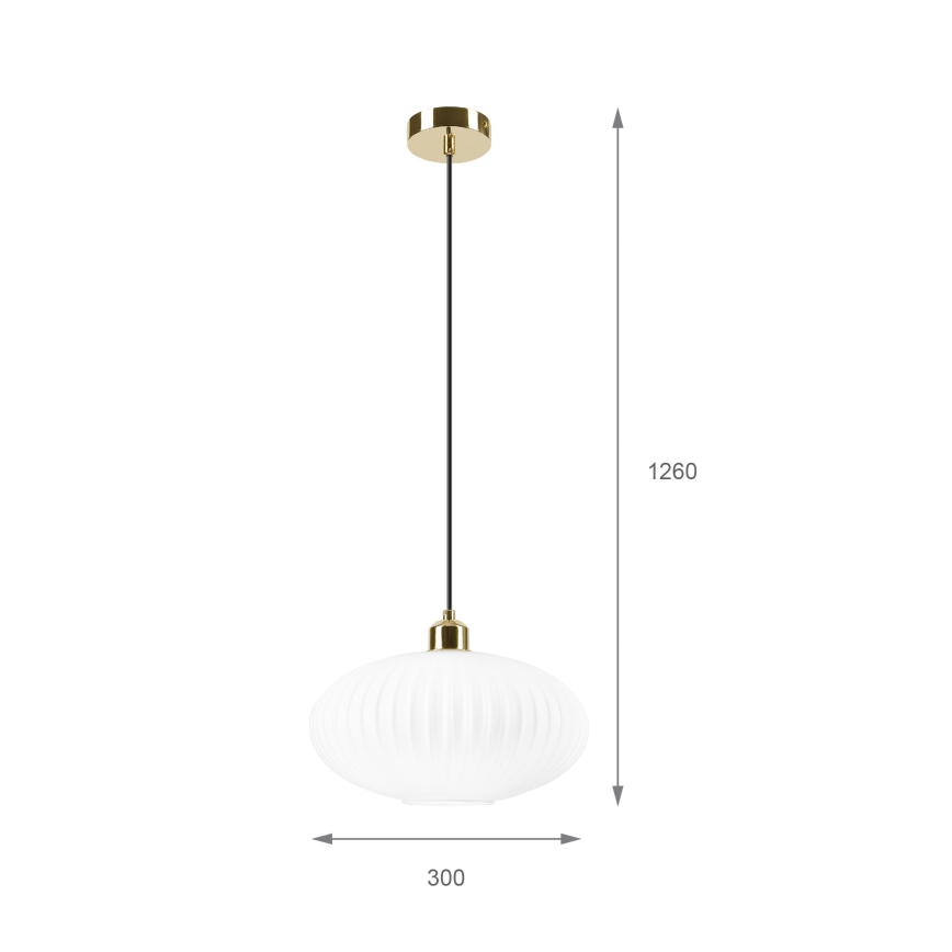 Lustra ar auklu HARMA 1xE27/15W/230V d. 30 cm balta/zelta