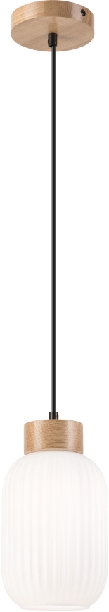 Lustra ar auklu HARMONY 1xE27/15W/230V d. 14 cm balta/ozols