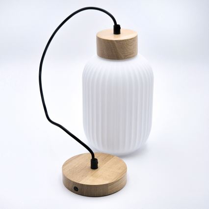 Lustra ar auklu HARMONY 1xE27/15W/230V d. 14 cm balta/ozols
