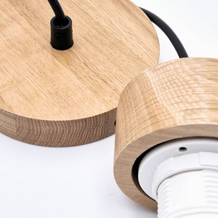 Lustra ar auklu HARMONY 1xE27/15W/230V d. 14 cm balta/ozols