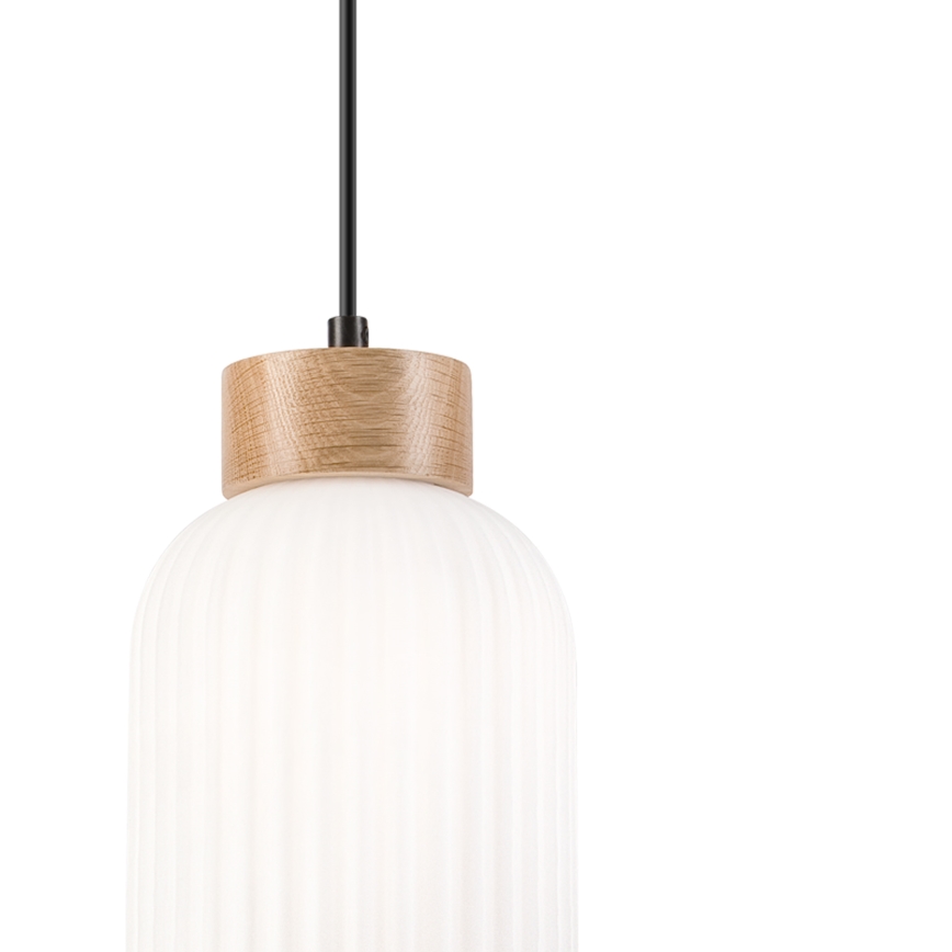 Lustra ar auklu HARMONY 1xE27/15W/230V d. 14 cm balta/ozols