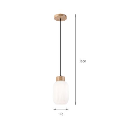 Lustra ar auklu HARMONY 1xE27/15W/230V d. 14 cm balta/ozols