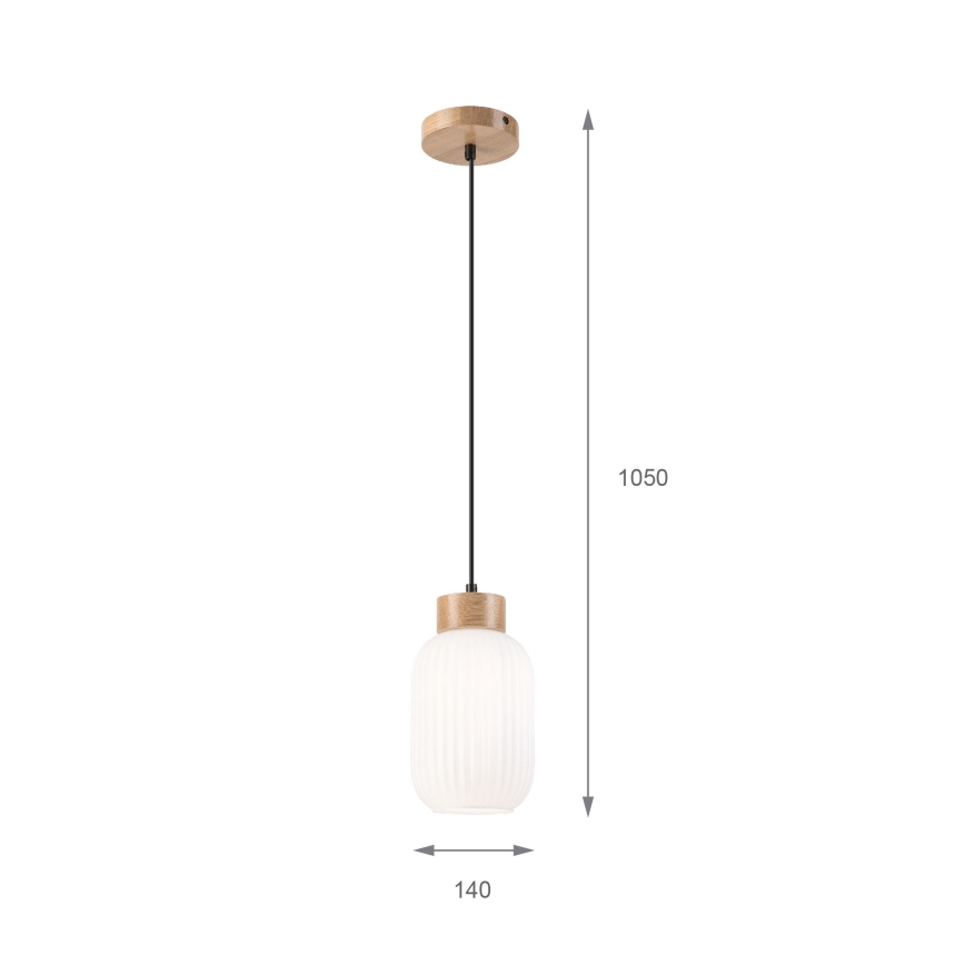 Lustra ar auklu HARMONY 1xE27/15W/230V d. 14 cm balta/ozols