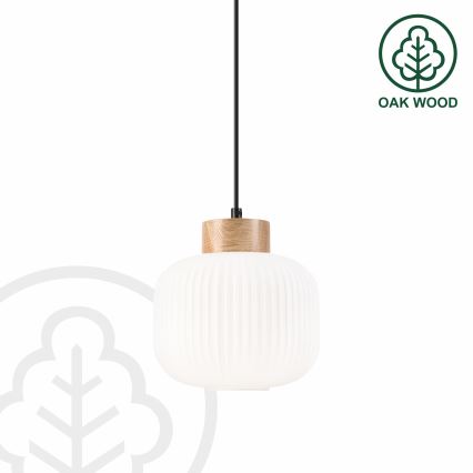 Lustra ar auklu HARMONY 1xE27/15W/230V d. 20 cm balta/ozols