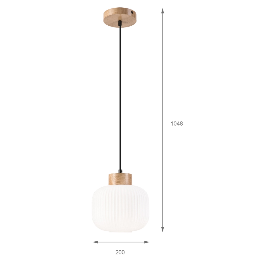 Lustra ar auklu HARMONY 1xE27/15W/230V d. 20 cm balta/ozols