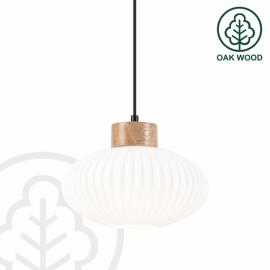 Lustra ar auklu HARMONY 1xE27/15W/230V d. 25 cm balta/ozols