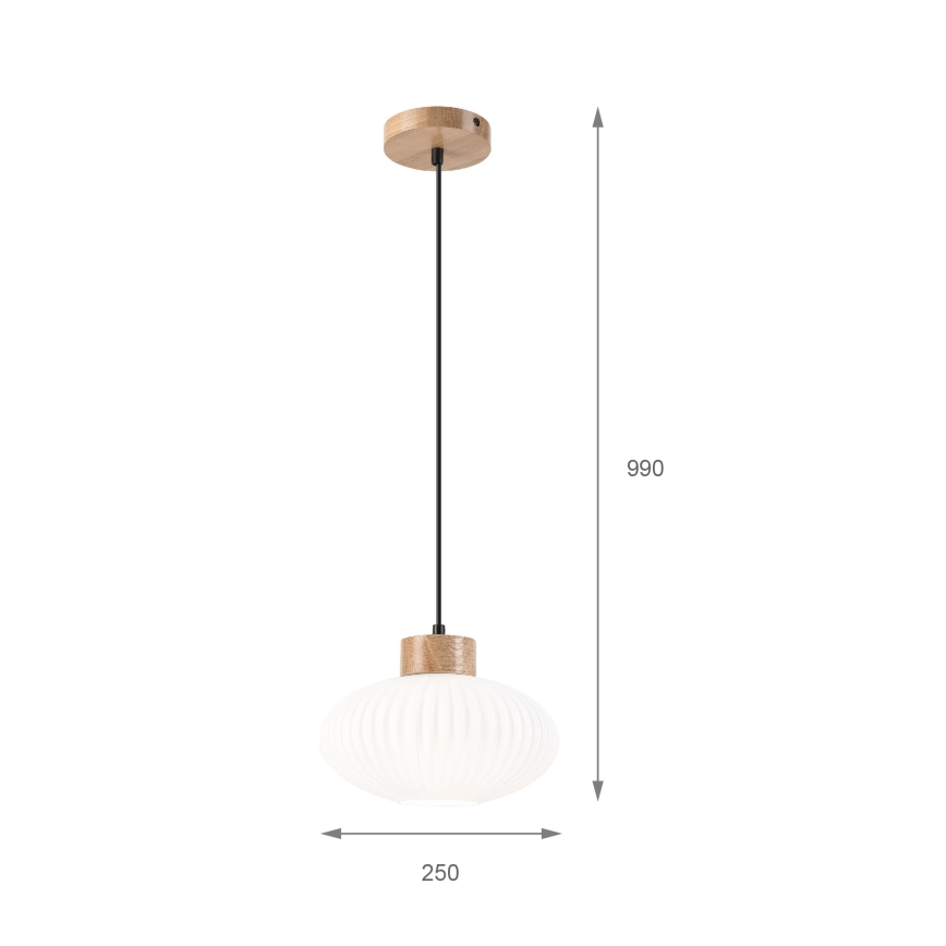 Lustra ar auklu HARMONY 1xE27/15W/230V d. 25 cm balta/ozols