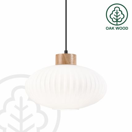 Lustra ar auklu HARMONY 1xE27/15W/230V d. 30 cm balta/ozols