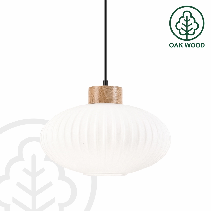 Lustra ar auklu HARMONY 1xE27/15W/230V d. 30 cm balta/ozols