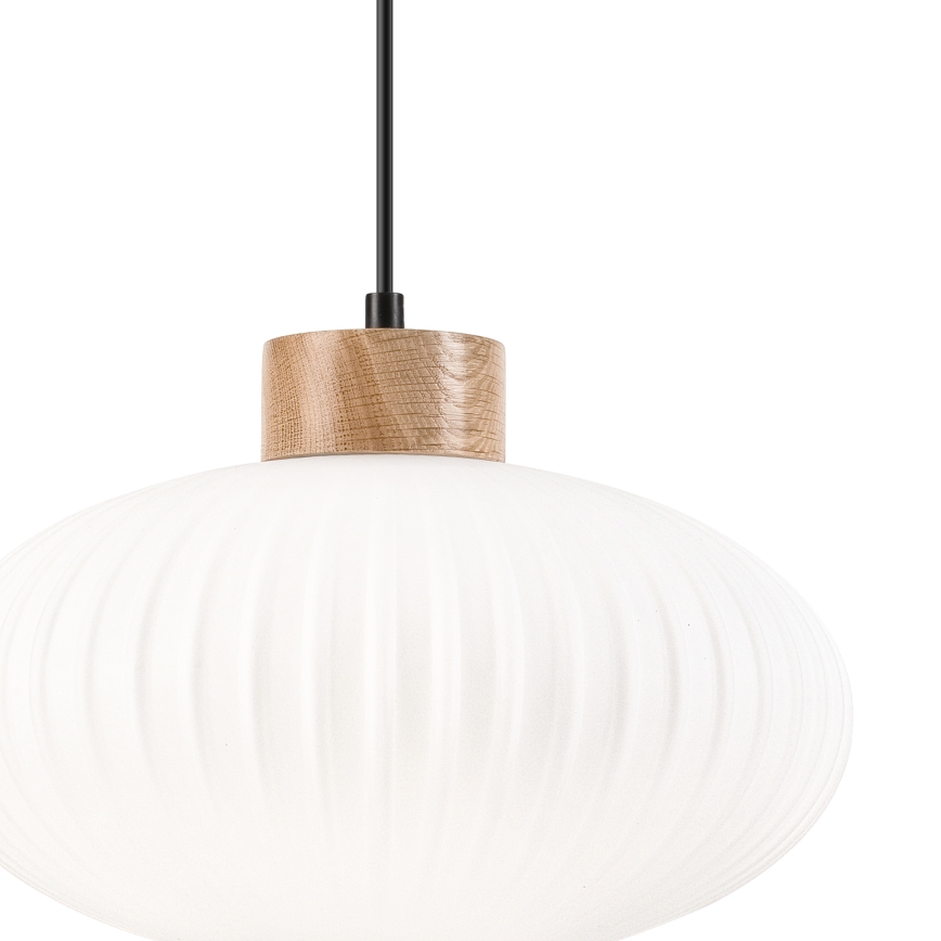 Lustra ar auklu HARMONY 1xE27/15W/230V d. 30 cm balta/ozols
