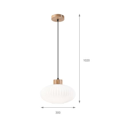 Lustra ar auklu HARMONY 1xE27/15W/230V d. 30 cm balta/ozols