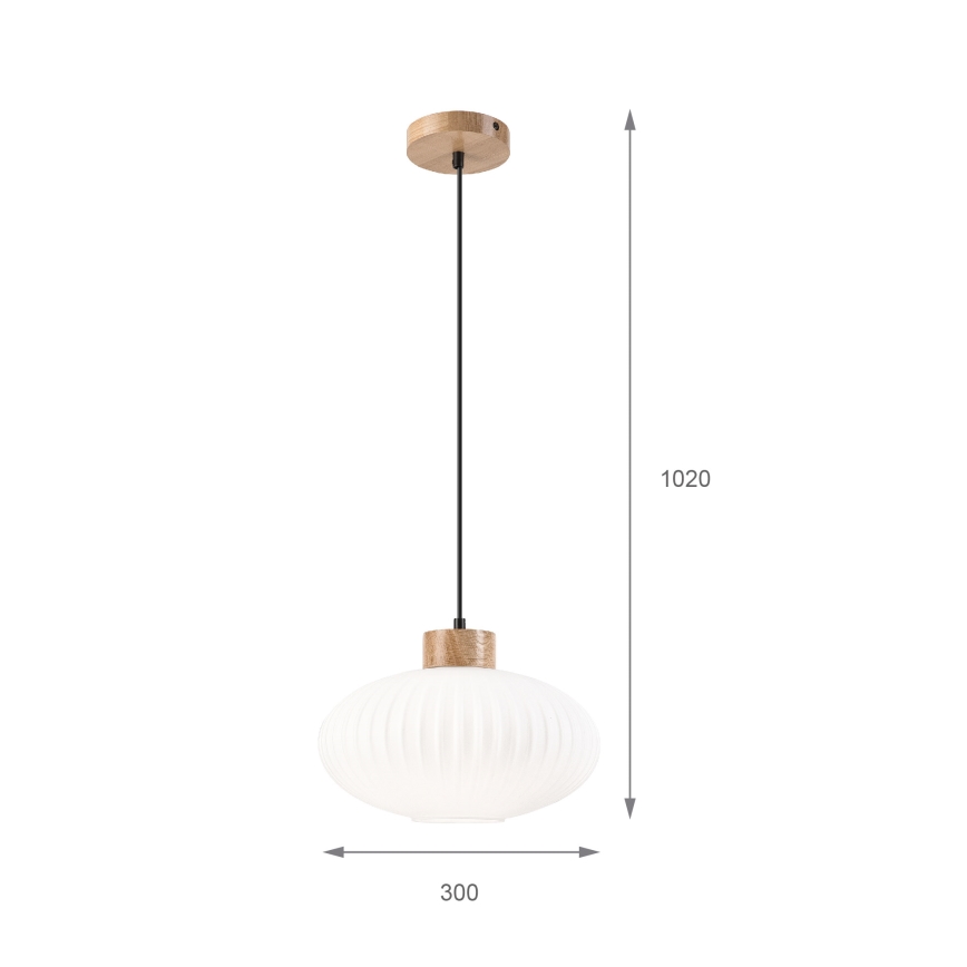 Lustra ar auklu HARMONY 1xE27/15W/230V d. 30 cm balta/ozols